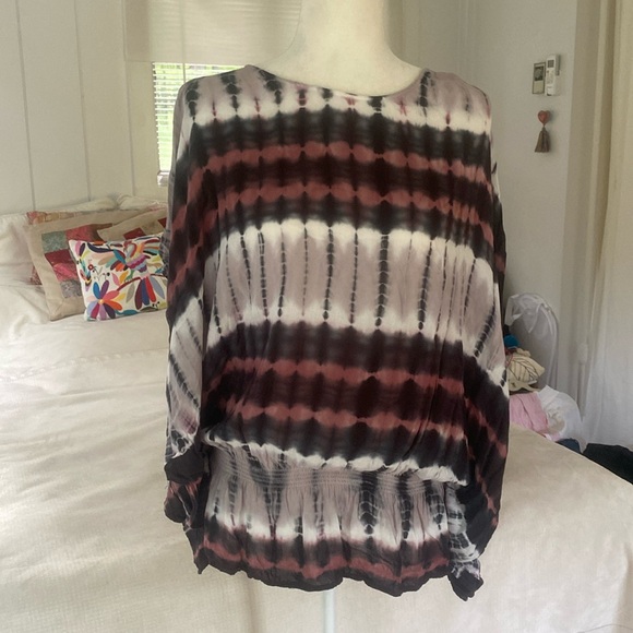 YFB young famous broke tie dye blouse top mauve grey purple size M beach cover - Picture 1 of 10